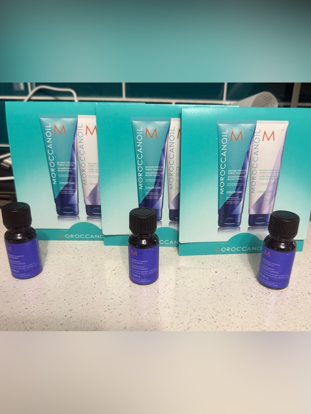 Moroccanoil Blonde Perfect Purple Shampoo & Conditioner/hair treatment 3 sets